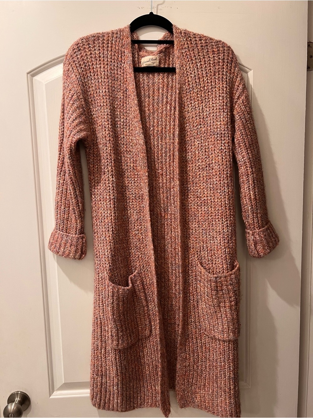 Universal Thread Pink Open-Front Long Knit Cardigan